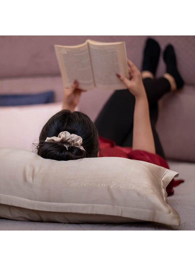 فيربو غطاء وسادة من الحرير الخالص من فوربو 600TC للشعر والبشرة، وأغطية وسائد فاخرة مضادة للشيخوخة من الحرير مع إغلاق مغلف، جودة من الدرجة 6A، 16 × 28 بوصة (قطعة واحدة، ذهبي شامبانيا) - Image 3