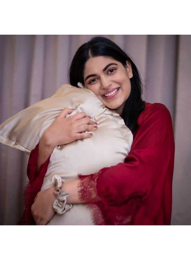 فيربو غطاء وسادة من الحرير الخالص من فوربو 600TC للشعر والبشرة، وأغطية وسائد فاخرة مضادة للشيخوخة من الحرير مع إغلاق مغلف، جودة من الدرجة 6A، 16 × 28 بوصة (قطعة واحدة، ذهبي شامبانيا) - Image 5