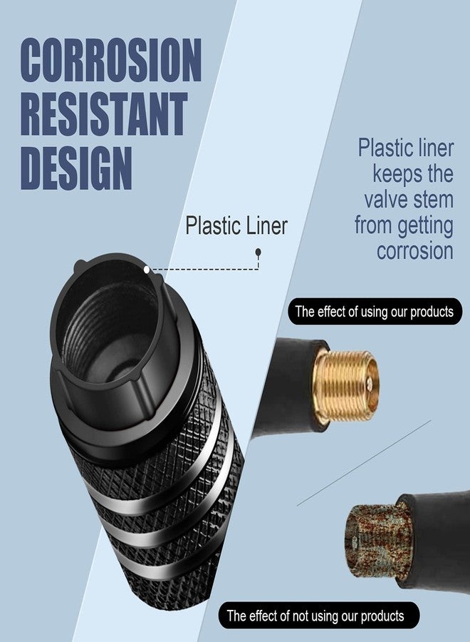 DECURCAR Tire Valve Stem Cap Cover - (12 Pack) Tire Air Caps Metal with Plastic Liner Corrosion Resistant Leak-Proof for Car Truck Motorcycle SUV and Bike Black - Image 2