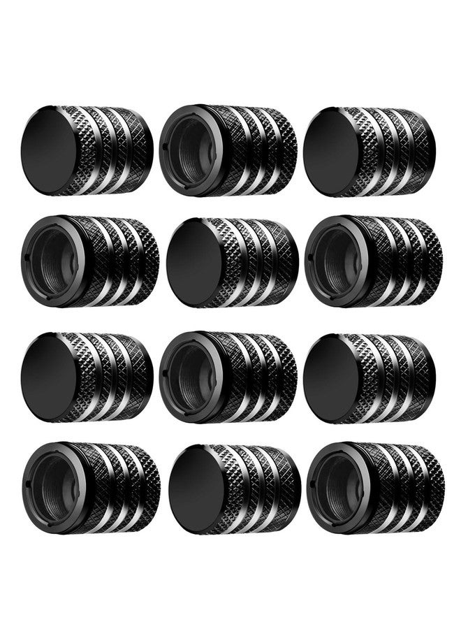 DECURCAR Tire Valve Stem Cap Cover - (12 Pack) Tire Air Caps Metal with Plastic Liner Corrosion Resistant Leak-Proof for Car Truck Motorcycle SUV and Bike Black - Image 1
