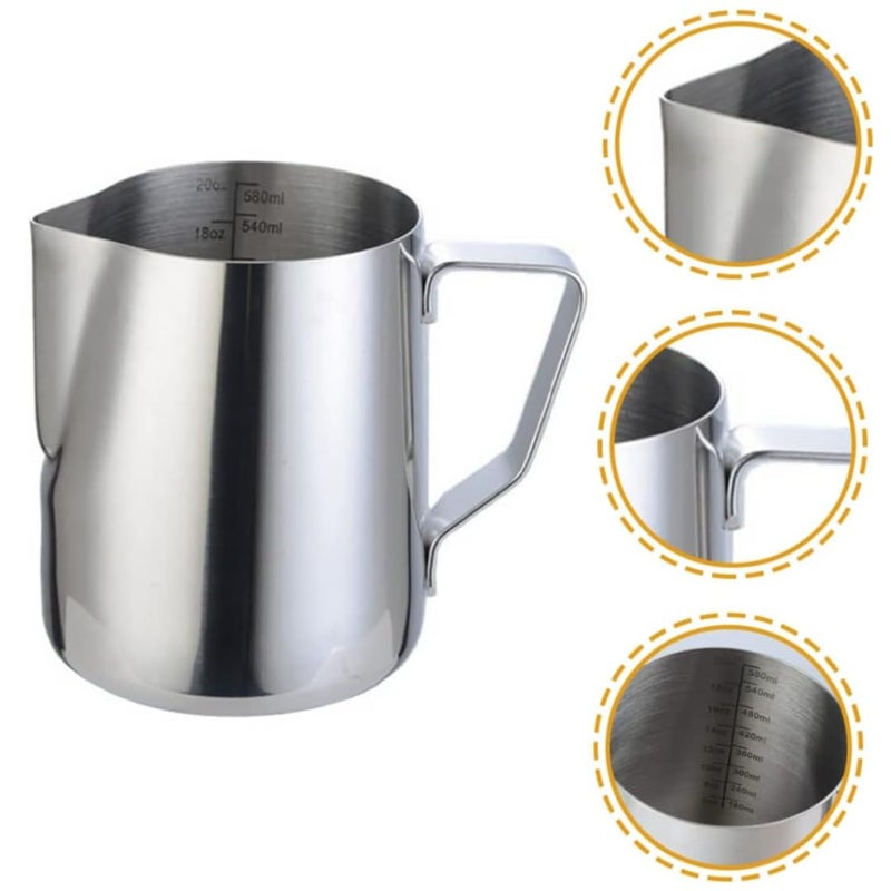 BEAN BLISS Bean Bliss 600ml Milk Pitcher with Internal mlOz Markings Stainless Steel Latte Art Pitcher Perfect for Steaming Milk Espresso and Frothing Professional Barista Tool  - Image 5