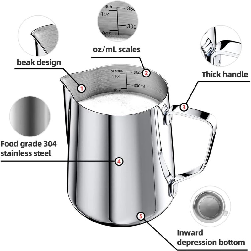 BEAN BLISS Bean Bliss 600ml Milk Pitcher with Internal mlOz Markings Stainless Steel Latte Art Pitcher Perfect for Steaming Milk Espresso and Frothing Professional Barista Tool  - Image 3