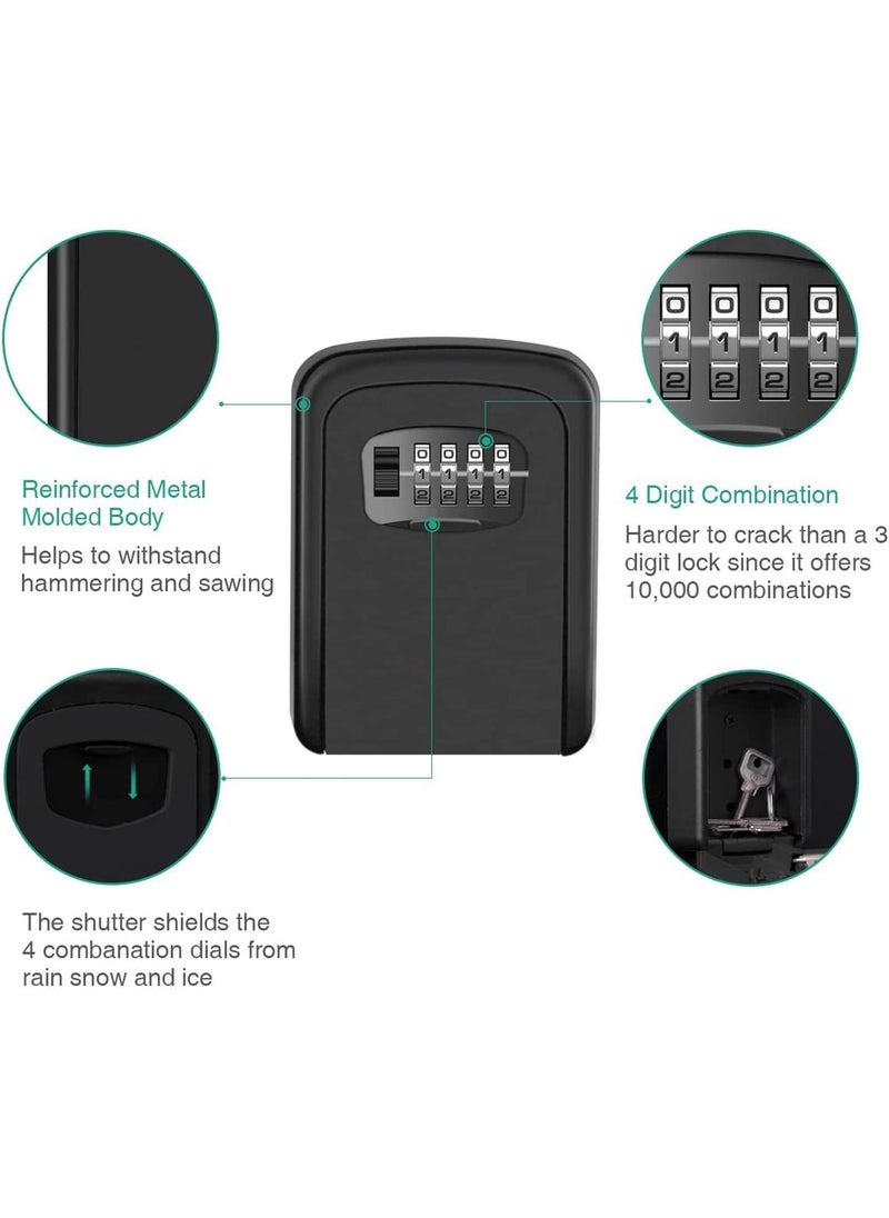 oddpod oddpod Combination Key Safe BoxKey Safe Lock Box Outdoor Storage Box with Code Combination Password Security Lock CH801 Black  - Image 4
