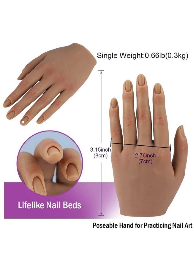KnowU Nail Hand Practice Silicone Female Mannequin Life Size Hand As Sketch Nail Practice Hands Jewelry Ring Glove Watch Display With Nail 18Cm (Left Hand Light Brown)  - Image 5
