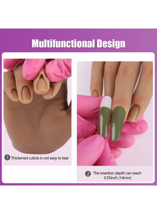 KnowU Nail Hand Practice Silicone Female Mannequin Life Size Hand As Sketch Nail Practice Hands Jewelry Ring Glove Watch Display With Nail 18Cm (Left Hand Light Brown)  - Image 3
