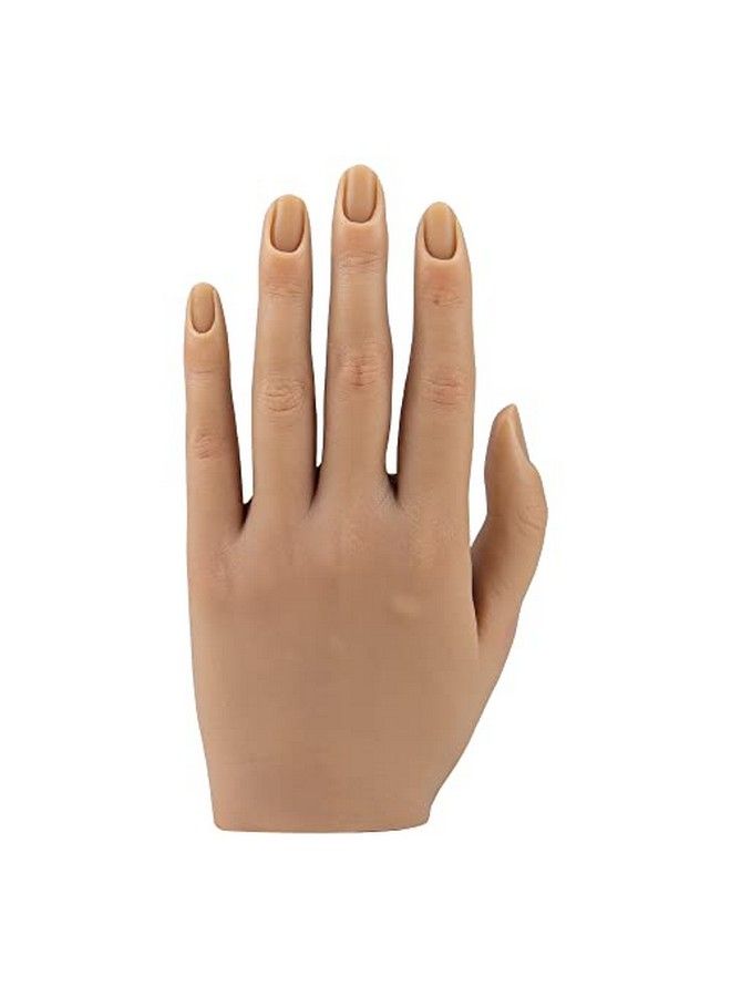 KnowU Nail Hand Practice Silicone Female Mannequin Life Size Hand As Sketch Nail Practice Hands Jewelry Ring Glove Watch Display With Nail 18Cm (Left Hand Light Brown)  - Image 1