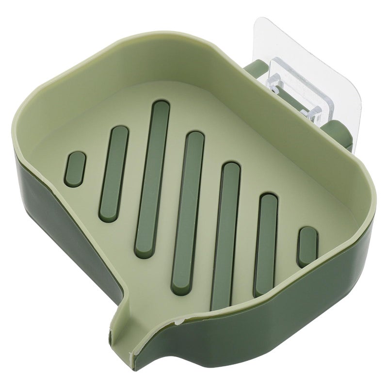 Large Green Plastic Shower Soap Holder with Hook Wall Mounted Self Draining Soap Dish for Bathroom Kitchen - Image 2