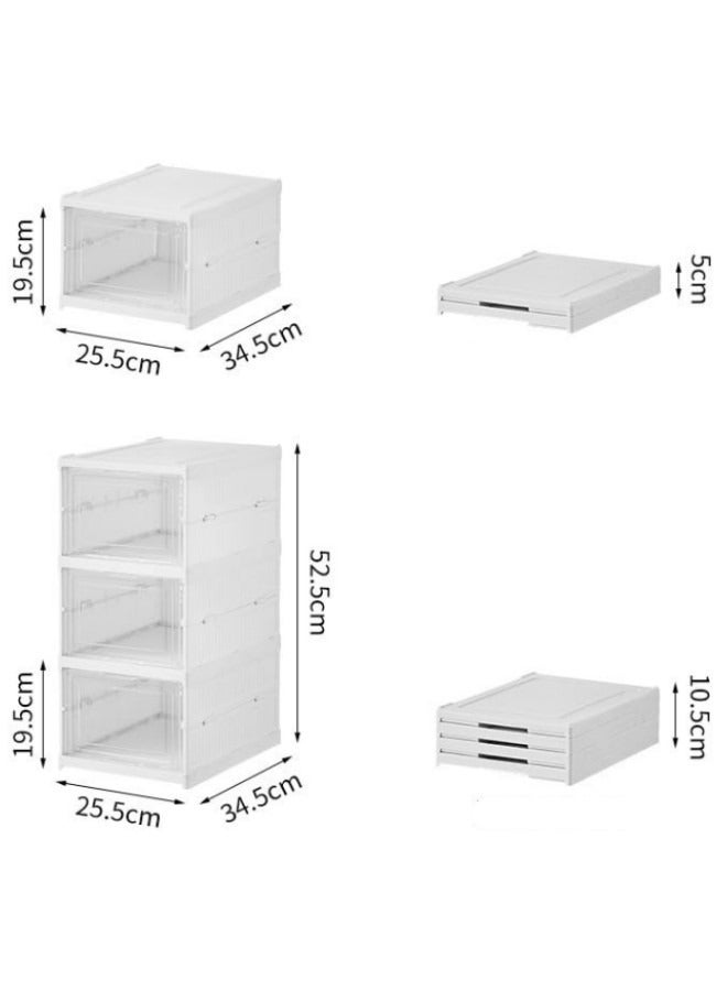 GGEROU 3 Layers Shoe Organizer Storage Box,Collapsible Shoe Rack Organizer,Folding Shoe Rack for Closet with Magnetic Clear Door - Image 2