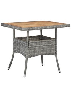 vidaxl Modern Design Outdoor Dining Table Grey Poly Rattan and Solid Acacia Wood  - Image 1