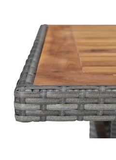 vidaxl Modern Design Outdoor Dining Table Grey Poly Rattan and Solid Acacia Wood  - Image 2