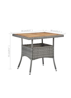 vidaxl Modern Design Outdoor Dining Table Grey Poly Rattan and Solid Acacia Wood  - Image 5