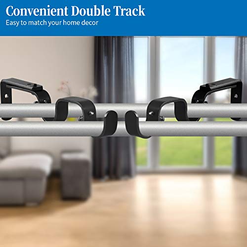 Anndason Heavy Duty Curtain Rod Brackets - Adjustable Double Rod Holders, 1 Inch (4 PCS, Black) - Image 3