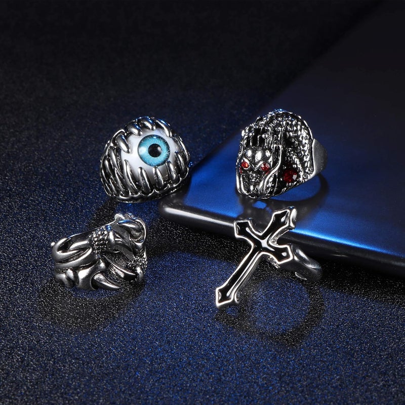 Jstyle 15Pcs Vintage Punk Rings for Men Women Snake Ring Dragon Open Rings Set Knuckle Stacking Ring Boho Finger Rings - Image 5