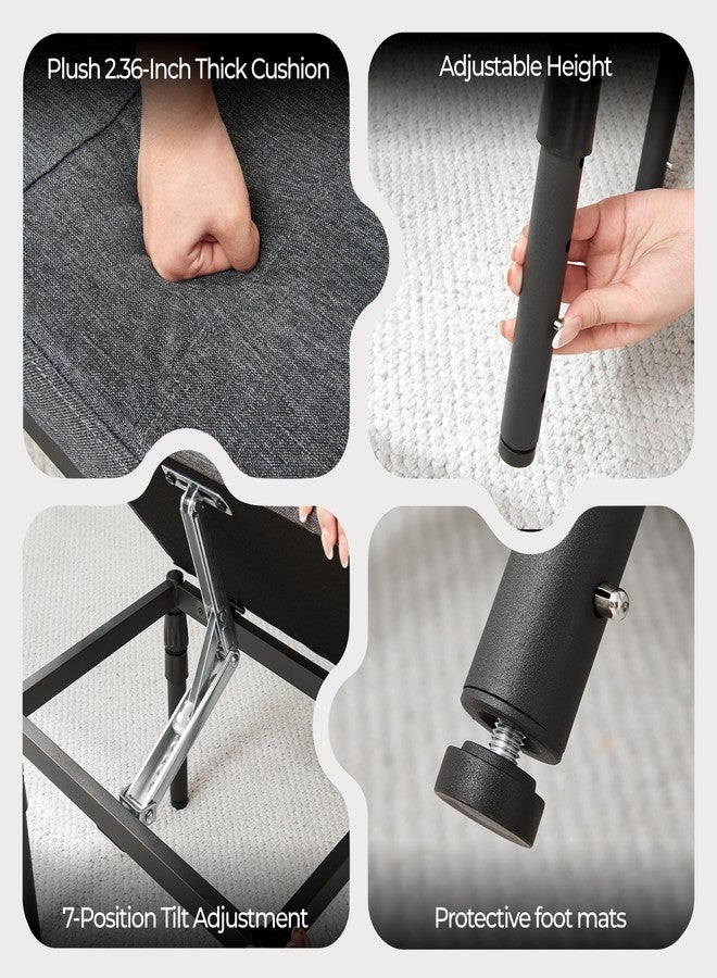 TIOPGHAD Adjustable Ottoman Pouf, 4 Height Position & 60 Degree Tilt Angle Adjustment Footrest Ottomans Footrest Foot Stools Pouffe Footstool for Under Desk for Living Room Home(Carbon Gray) - Image 5