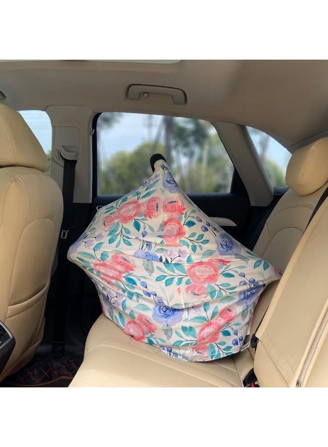 Hicoco Carseat Cover Boy and Girls - Multi-use Nursing Car Seat Canopy Cover for Breastfeeding, Infant Stroller Cover, High Chair Cover (Rose) - Image 4