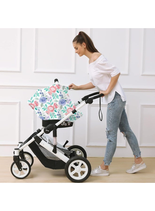 Hicoco Carseat Cover Boy and Girls - Multi-use Nursing Car Seat Canopy Cover for Breastfeeding, Infant Stroller Cover, High Chair Cover (Rose) - Image 3