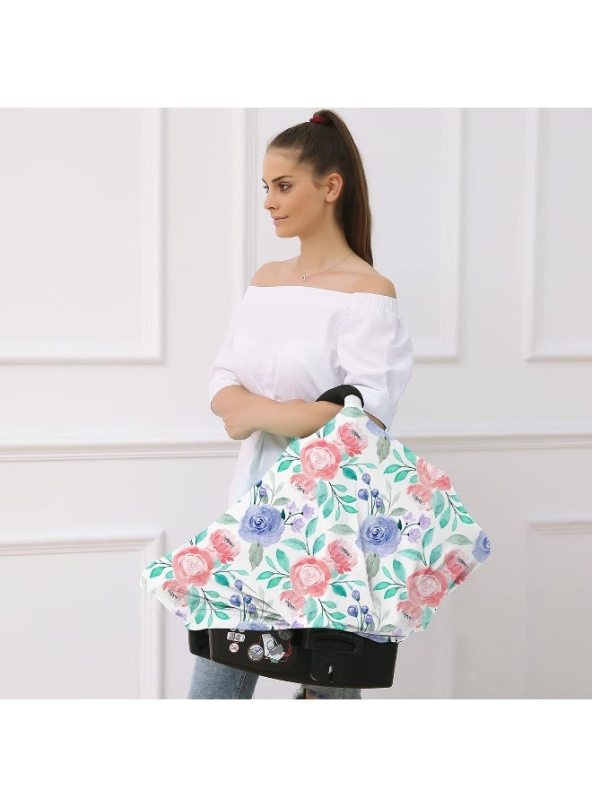 Hicoco Carseat Cover Boy and Girls - Multi-use Nursing Car Seat Canopy Cover for Breastfeeding, Infant Stroller Cover, High Chair Cover (Rose) - Image 2