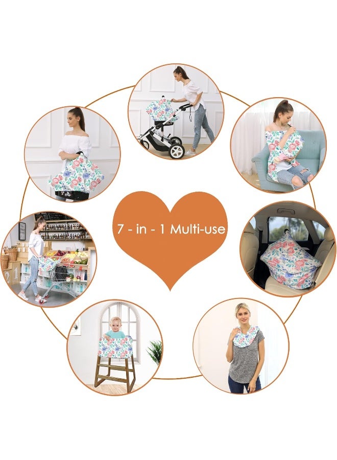 Hicoco Carseat Cover Boy and Girls - Multi-use Nursing Car Seat Canopy Cover for Breastfeeding, Infant Stroller Cover, High Chair Cover (Rose) - Image 5