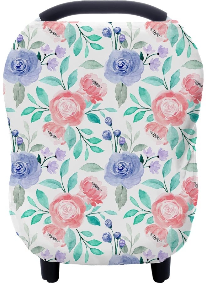 Hicoco Carseat Cover Boy and Girls - Multi-use Nursing Car Seat Canopy Cover for Breastfeeding, Infant Stroller Cover, High Chair Cover (Rose) - Image 1