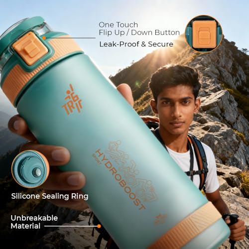 TR6 Hydroboost Sport 790ml Gym Water Bottle for Men & Women | BPA-Free Tritan Bottle | Motivational Mark | Leakproof, Lightweight & Durable for Fitness, Travel, & Outdoor (Frosted, Red) - Image 2