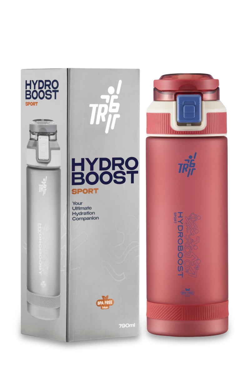 TR6 Hydroboost Sport 790ml Gym Water Bottle for Men & Women | BPA-Free Tritan Bottle | Motivational Mark | Leakproof, Lightweight & Durable for Fitness, Travel, & Outdoor (Frosted, Red) - Image 1