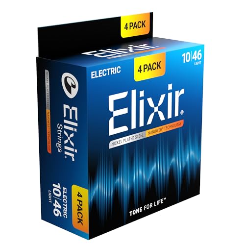 Elixir Strings Electric Guitar Strings Nickel Plated Steel with NANOWEB Technology LongestLasting Bright Tone with Comfortable Feel 4 Pack Light 1046 - Image 1
