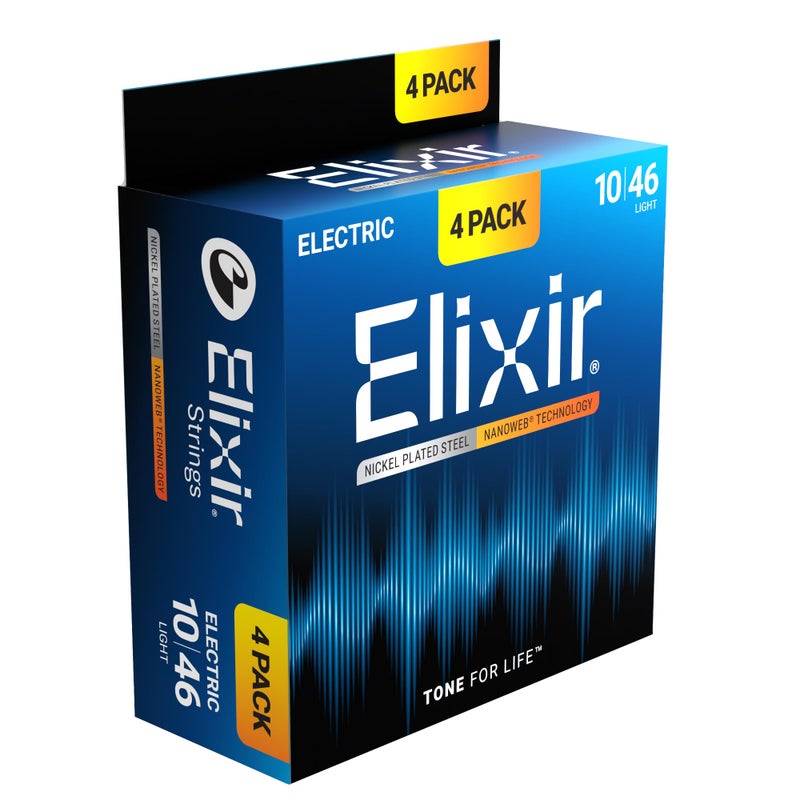 Elixir Strings Electric Guitar Strings Nickel Plated Steel with NANOWEB Technology LongestLasting Bright Tone with Comfortable Feel 4 Pack Light 1046 - Image 2