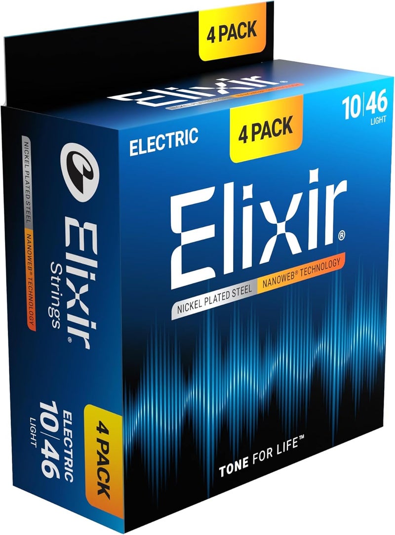 Elixir® Electric Guitar Strings with NANOWEB® Technology, Light (.010-.046) - 4 Pack - Image 1