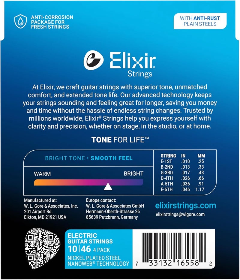 Elixir® Electric Guitar Strings with NANOWEB® Technology, Light (.010-.046) - 4 Pack - Image 2