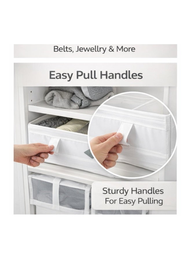 skubb Closet Drawer Organizer Box with Compartments, Foldable Storage Box with Handles, Socks Lingerie Belt Jewellery Organizer, Polyester Fabric Storage Case, White 44×34×11 cm - Image 4