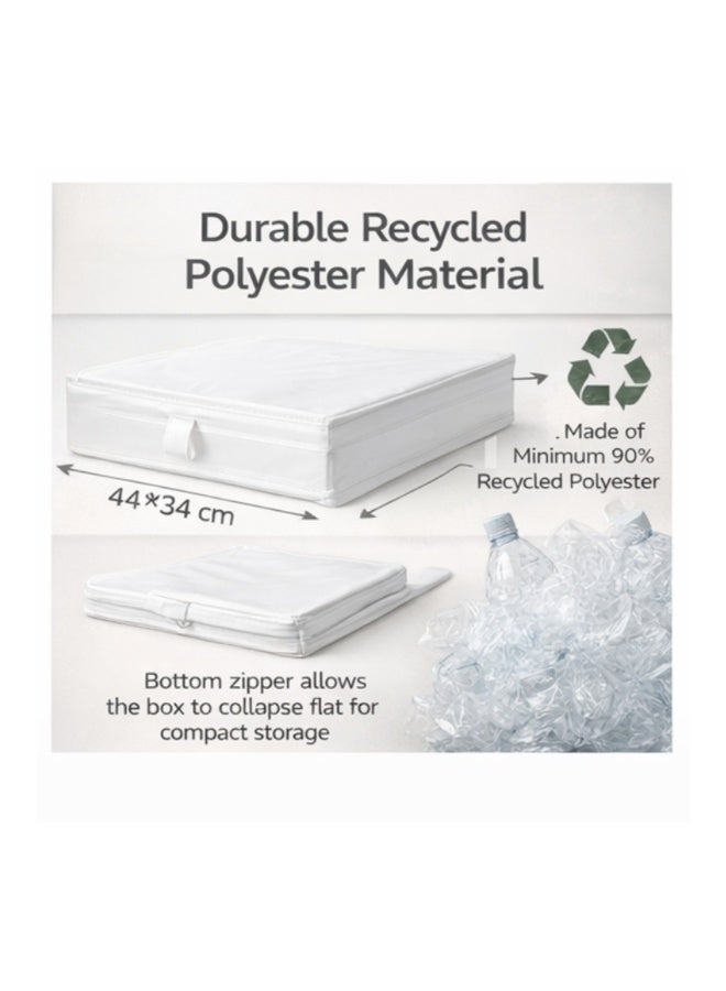 skubb Closet Drawer Organizer Box with Compartments, Foldable Storage Box with Handles, Socks Lingerie Belt Jewellery Organizer, Polyester Fabric Storage Case, White 44×34×11 cm - Image 5