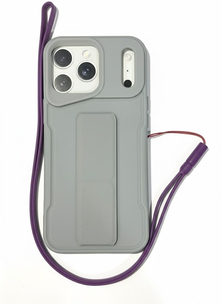 Magsafe For iPhone 17 Pro  MagSafe GREY SlimPhone Cover which comes with phone holder and lanyard - Image 2