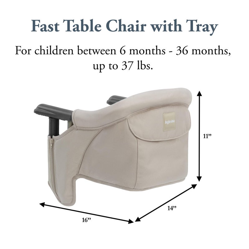 Inglesina Fast Table Chair - Cream + Fast Dining Tray - Portable Baby High Chair - for Babies & Toddlers up to 37 lbs - Fits Tables 0.8'' to 3.5'' Thick - Compact & Easy to Use - Travel Bag Included - Image 2