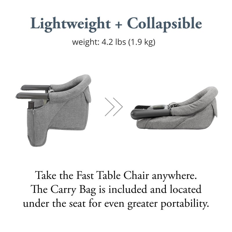 Inglesina Fast Table Chair - Cream + Fast Dining Tray - Portable Baby High Chair - for Babies & Toddlers up to 37 lbs - Fits Tables 0.8'' to 3.5'' Thick - Compact & Easy to Use - Travel Bag Included - Image 3