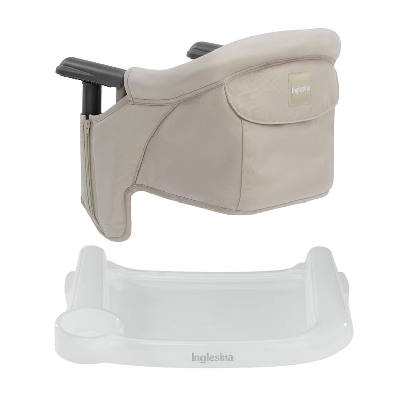 Inglesina Fast Table Chair - Cream + Fast Dining Tray - Portable Baby High Chair - for Babies & Toddlers up to 37 lbs - Fits Tables 0.8'' to 3.5'' Thick - Compact & Easy to Use - Travel Bag Included - Image 1