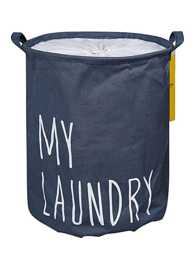 سلة غسيل بغطاء بطبعة عبارة MY LAUNDRY أزرق/ أبيض 50x40سم