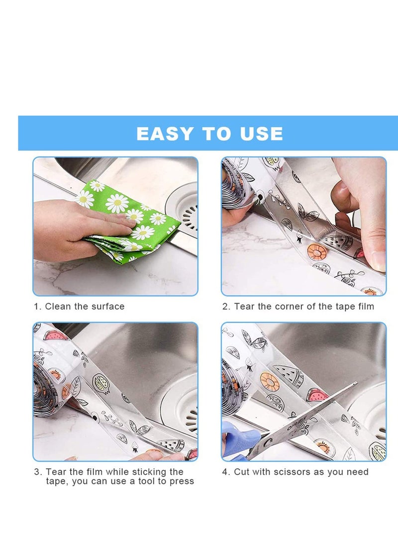 SYOSI Caulk Tape, Sealant Tape, Self Adhesive Caulk Strip Super Stick Sealing Tape Waterproof Sink Tape, Anti-Mildew Transparent Tape for Kitchen Bathtub Toilet and Wall Corner (3.2M) - Image 4