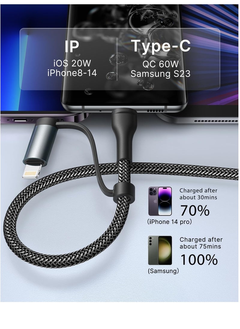 KASTWAVE - USB C Lightning Adapter Cable, USB C to USB C Adapter 60W PD [Fast Charging & Data Sync] 4 in 1 Multi Charger Cord for iPhone 14 13 12,MacBook Pro 2023 iPad Mini 6/Pro,Samsung Galaxy S22 S21 S20 - Image 1