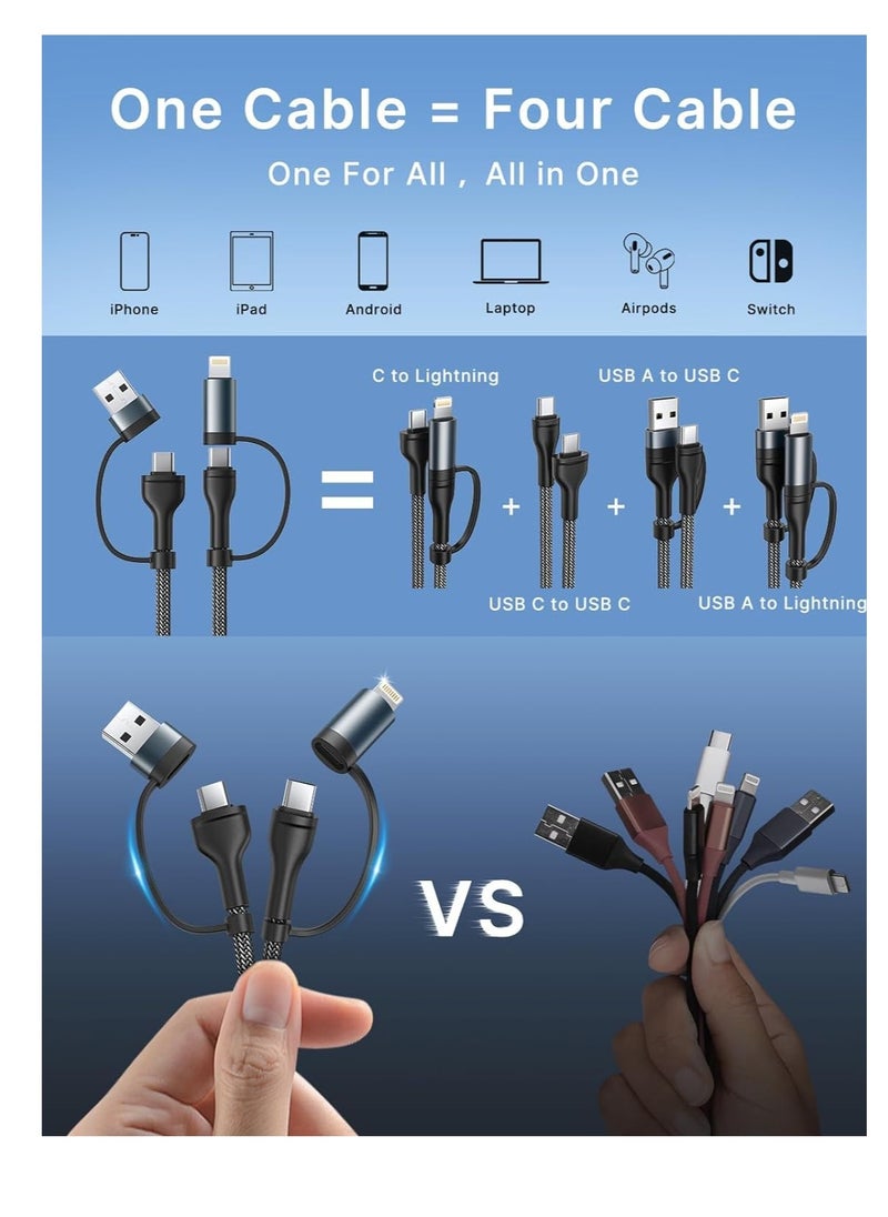 KASTWAVE - USB C Lightning Adapter Cable, USB C to USB C Adapter 60W PD [Fast Charging & Data Sync] 4 in 1 Multi Charger Cord for iPhone 14 13 12,MacBook Pro 2023 iPad Mini 6/Pro,Samsung Galaxy S22 S21 S20 - Image 1