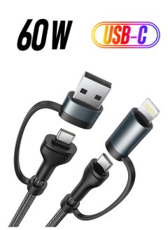 USB C Lightning Adapter Cable, USB C to USB C Adapter 60W PD [Fast Charging & Data Sync] 4 in 1 Multi Charger Cord for iPhone 14 13 12,MacBook Pro 2023 iPad Mini 6/Pro,Samsung Galaxy S22 S21 S20