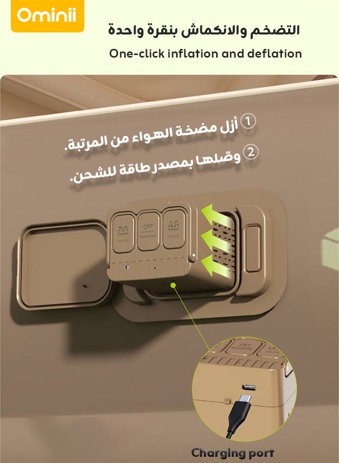 أوميني مرتبة هوائية للمقعد الخلفي للسيارة مع مضخة هواء مدمجة، مرتبة نوم سميكة ومحمولة للسفر والتخييم داخل السيارة، سرير هوائي قابل للنفخ مناسب لمعظم السيارات بشكل عالمي - Image 4