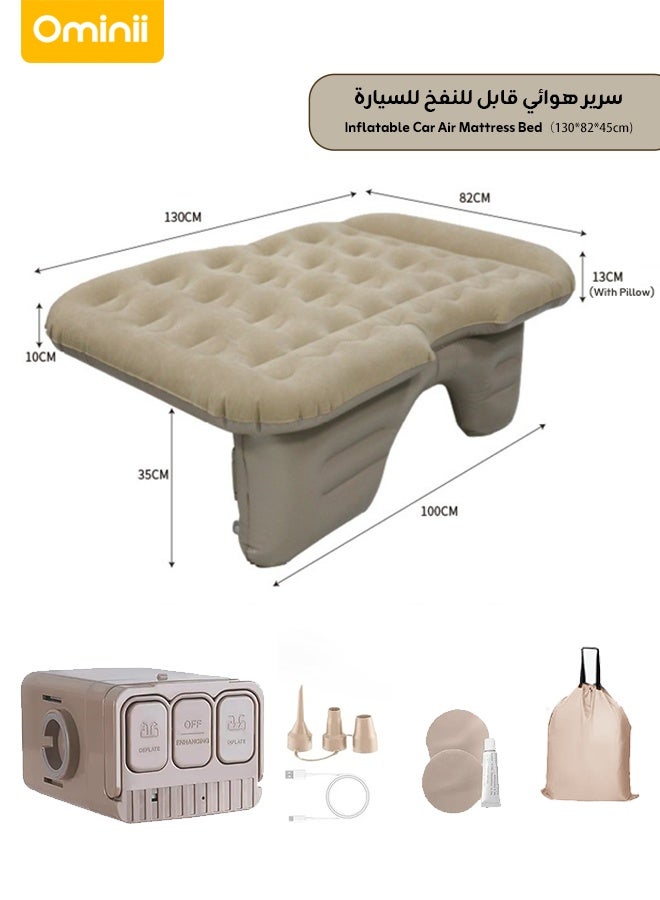 Ominii Inflatable Air Mattress Back Seat Bed with  Built-in Pump,Thickened Portable Car Travel Sleeping Camping Air Mattress Blow Up Bed for Car Universal - Image 1