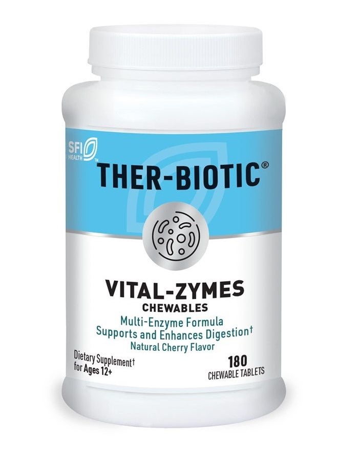 Klaire Labs - Vital-Zymes Chewable Digestive Enzymes - Broad Spectrum, DPP-IV Activity Digestive Enzymes - Supports The Breakdown of Proteins, Fats, Carbs, Sugars & Fibers - Gluten Free (180 Tablets) - Image 1