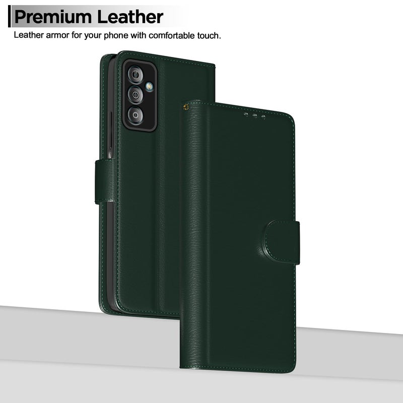 Pikkme Flip Cover for Samsung Galaxy F23 5G Leather Finish | Inside TPU with Card Pockets | Wallet Stand and Shock Proof | Complete Protection Flip Case(Green) - Image 2