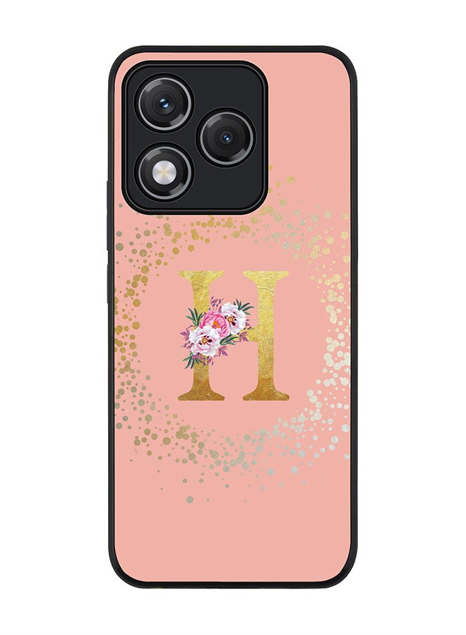 Stylizedd For Honor 400 Lite Case,Slim fit Camera Protection, Shockproof Thin Phone cover  - Custom Monogram Floral - H  (Rose Pink )