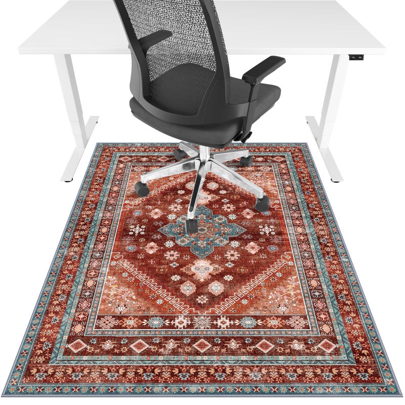 Lreedy Office Chair Mat for Hardwood Floor Tile Floor36X 48 Heavy Duty Desk Chair Mat for Hard Floors Under Desk Rug for Rolling Computer ChairAnti SlipLow Pile Carpet Floor ProtectorBrown Red - Image 2