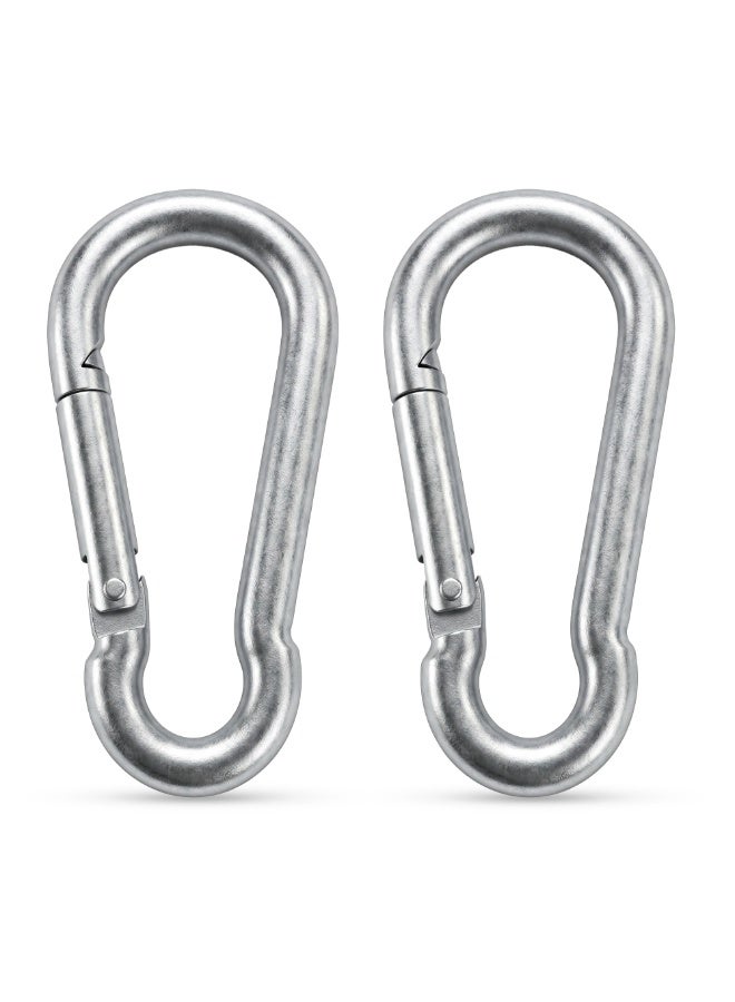 Duravel 2Pcs 3.1 Inches Galvanized Steel Carabiner Clips, Silver, Spring Snap Hook for Dog Leash, Hammock, Aerial Yoga,Gym Pulldown Attachment, Exercise Machine, Heavy Duty - Image 1