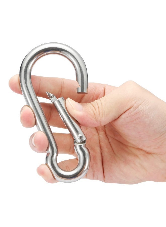 Duravel 2Pcs 3.1 Inches Galvanized Steel Carabiner Clips, Silver, Spring Snap Hook for Dog Leash, Hammock, Aerial Yoga,Gym Pulldown Attachment, Exercise Machine, Heavy Duty - Image 2