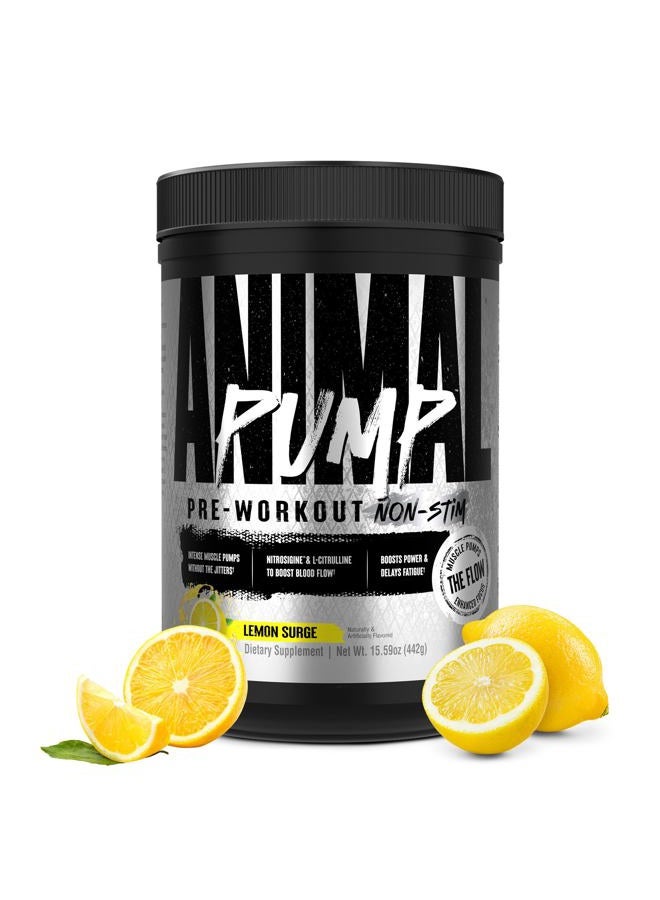 ANIMAL Pump Pre-Workout Non Stim Powder Lemon Surge 442g - Image 1