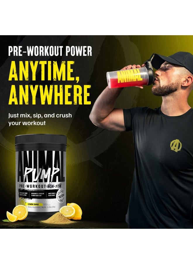 ANIMAL Pump Pre-Workout Non Stim Powder Lemon Surge 442g - Image 4